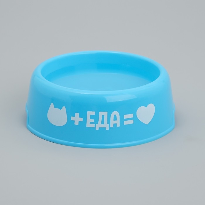 Миска пластиковая &laquo;Еда для кота&raquo;, 250 мл, голубая