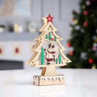 Светодиодная фигура &laquo;Олень на коньках&raquo; 13.5 &times; 20 &times; 4 см, дерево, батарейки AAAх2 (не в комплекте), свечение тёплое белое