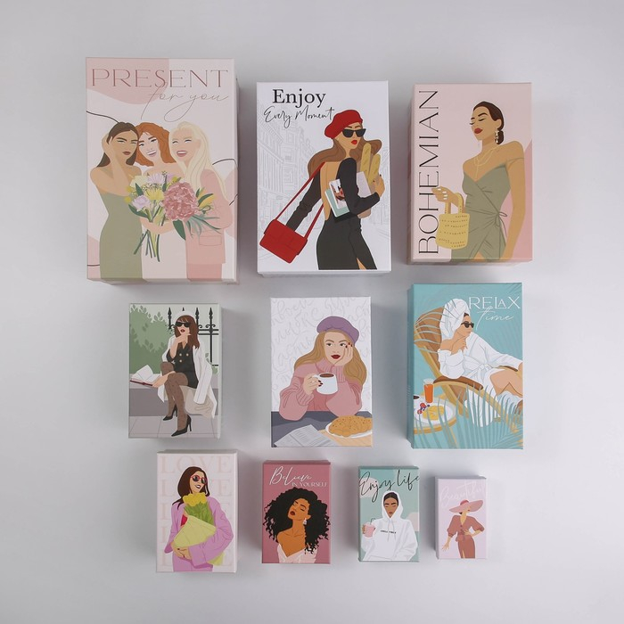 Набор коробок 10 в 1, упаковка подарочная, &laquo;GIRL&raquo;, 12 х 7 х 4 - 32.5 х 20 х 12.5 см