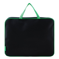 Папка с ручками текстильная А4, 350 х 265 х 45 мм, ПМД 2-42 "Офис", внутренний карман, чёрная/салатовая Папка с ручками текстильная А4, 350 х 265 х 45 мм, ПМД 2-42 "Офис", внутренний карман, чёрная/салатовая