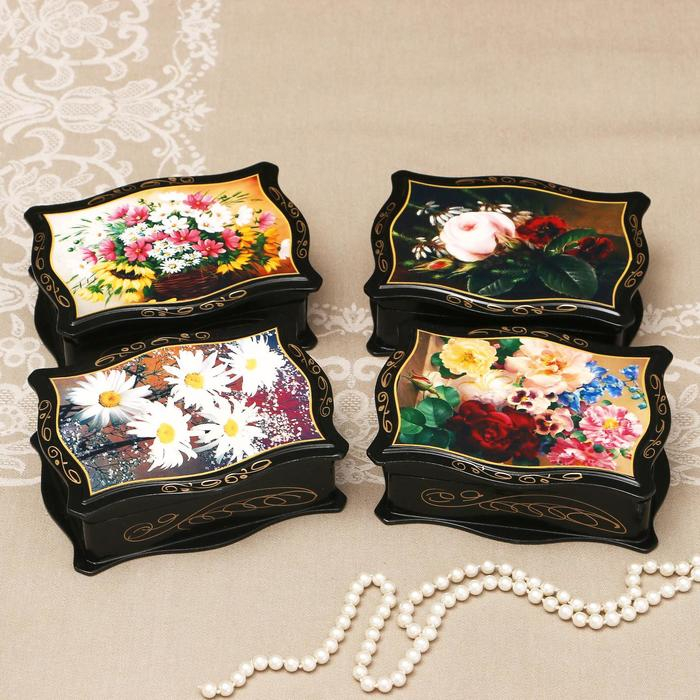 Шкатулка &laquo;Цветы&raquo;, 12&times;16 см, лаковая миниатюра микс