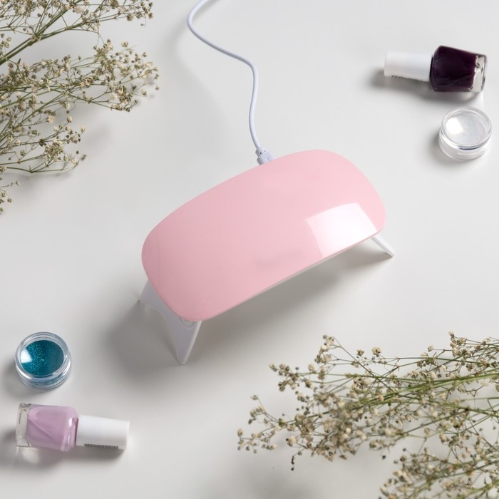 Лампа для гель лака Luazon LUF-22, LED, 6 Вт, 6 диодов, таймер 45/60 с, USB, розовая Лампа для гель лака Luazon LUF-22, LED, 6 Вт, 6 диодов, таймер 45/60 с, USB, розовая