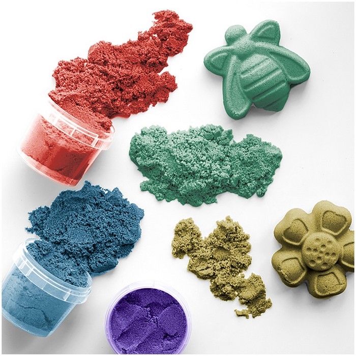 Песок для лепки &laquo;Енот в пустыне&raquo;, 6 цветов, 720 г, в баночке, 4 форм.