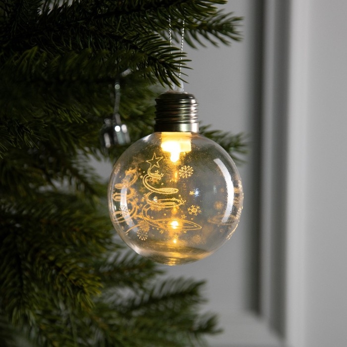Ёлочный шар «Хрустальный», батарейки, 1 LED, свечение тёплое белое Ёлочный шар «Хрустальный», батарейки, 1 LED, свечение тёплое белое