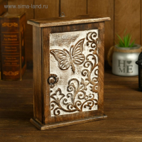 Ключница "Бабочка" дерево, светлая 28,5*21*9 см