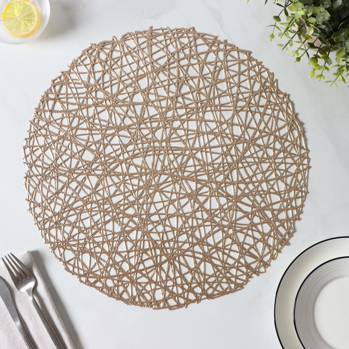 Салфетки сервировочные на стол Доляна &laquo;Паутинка&raquo;, d=38 см, 4 шт, цвет золотой