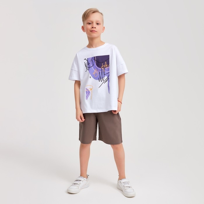 Футболка детская MINAKU Colors, цвет белый/фиолетовый, рост 104 Футболка детская MINAKU Colors, цвет белый/фиолетовый, рост 104
