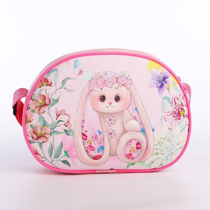 Сумка детская для девочки через плечо Сумка детская для девочки через плечо "Зайка с цветами" 22х16 см