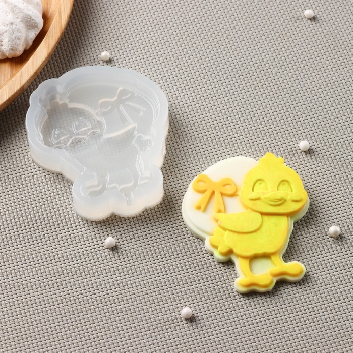 Силиконовая форма &laquo;Цыпленок с яйцом&raquo;, 7,5&times;6,5 см, цвет прозрачный