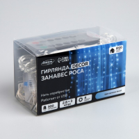 Гирлянда «Занавес» 2.8 × 3 м роса на крючках, с пультом, IP20, серебристая нить, 300 LED, свечение белое, 8 режимов, USB Гирлянда «Занавес» 2.8 × 3 м роса на крючках, с пультом, IP20, серебристая нить, 300 LED, свечение белое, 8 режимов, USB