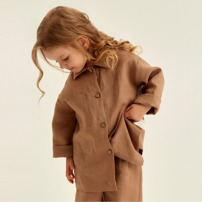 Костюм детский домашний (рубашка и брюки) SL HOME р 34 (122-128), кофейный Костюм детский домашний (рубашка и брюки) SL HOME р 34 (122-128), кофейный