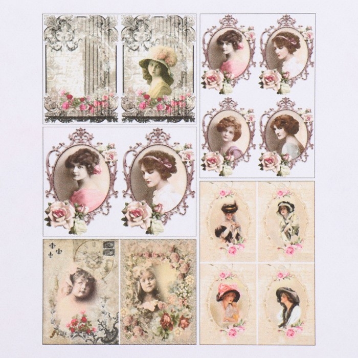 Набор декупажных карт 5 шт &laquo;Дамы&raquo;, 45 г/м2, формат А4