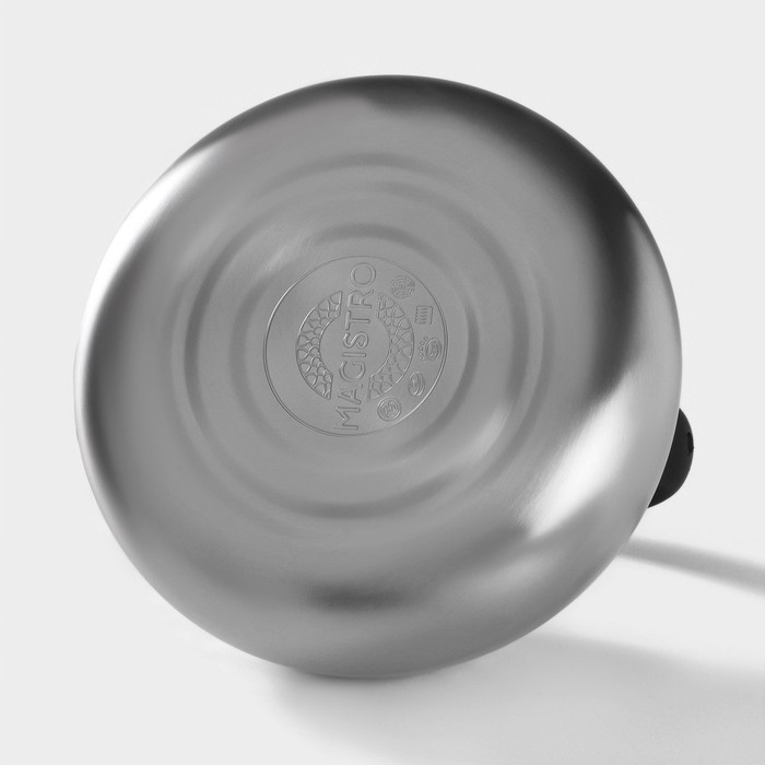 Чайник со свистком из нержавеющей стали Magistro Glow, 3 л, индукция, ручка soft-touch, цвет серебряный Чайник со свистком из нержавеющей стали Magistro Glow, 3 л, индукция, ручка soft-touch, цвет серебряный