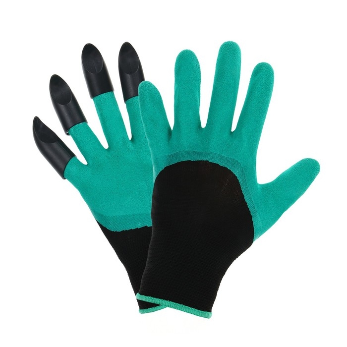 Перчатки садовые, нейлоновые &laquo;Землеройки&raquo;, с латексной пропиткой, с когтями, размер 10, зелёные, Greengo