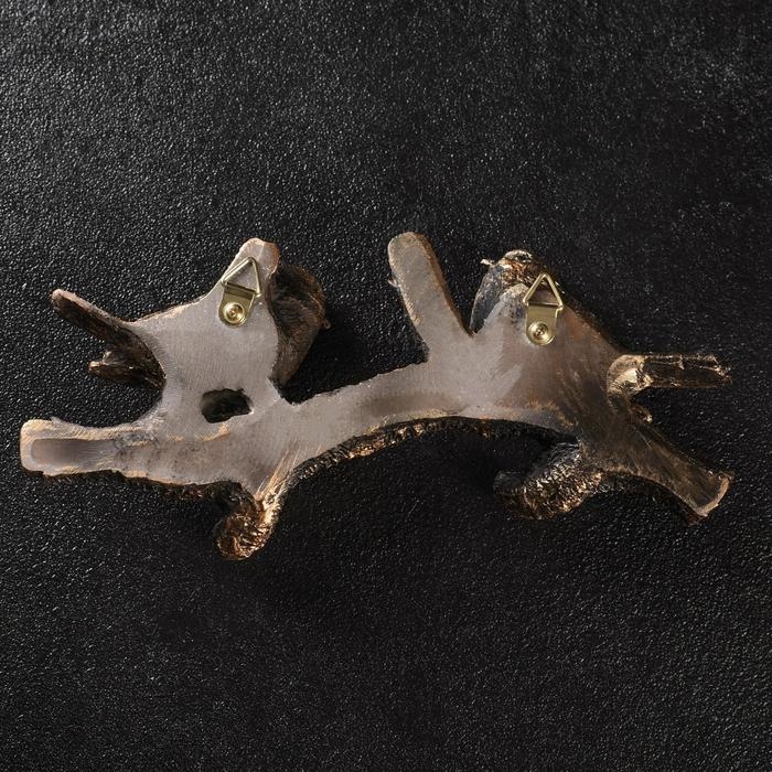 Вешалка - ключница "Веточка с двумя птичками" бронза