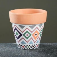 Горшок "Трапеция" терракот с узором, 9х9см, МИКС Горшок "Трапеция" терракот с узором, 9х9см, МИКС