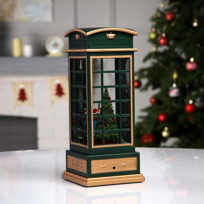 Светодиодная фигура &laquo;Ёлка в телефонной будке&raquo; 10.5 &times; 25 &times; 10.5 см, пластик, батарейки ААх3 (не в комплекте), USB, свечение тёплое белое