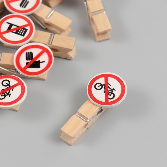 Декор для творчества дерево Декор для творчества дерево "Запрещающие знаки" набор 10 шт 1,9х4,2 см