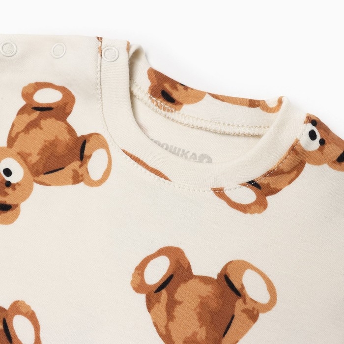 Футболка Крошка Я "Медвежата", рост 86-92, бежевый