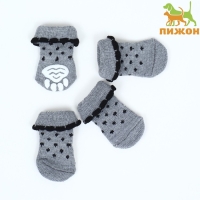 Носки нескользящие "Горошек", размер S (2,5/3,5 * 6 см), набор 4 шт, серые Носки нескользящие "Горошек", размер S (2,5/3,5 * 6 см), набор 4 шт, серые