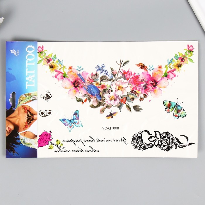 Татуировка на тело цветная Татуировка на тело цветная "Цветочное ожерелье" 36,5х22 см