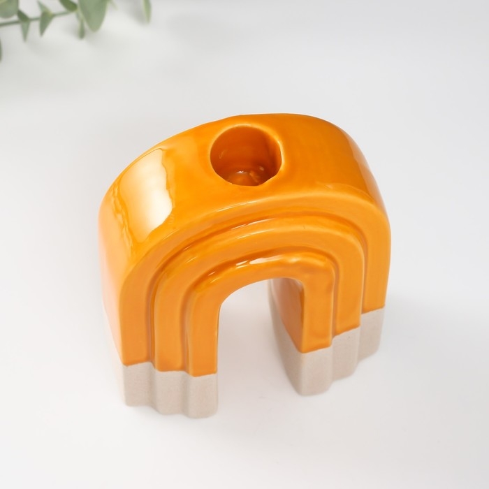 Подсвечник керамика на 1 свечу Подсвечник керамика на 1 свечу "Скара" песочно-оранжевый 10,2х6х12,8 см