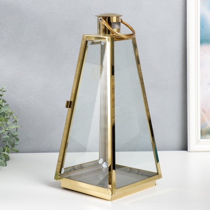 Подсвечник металл Подсвечник металл "Пирамида" набор 3 шт золото 22х11х53, 17х8,5х38, 12х8х23 см