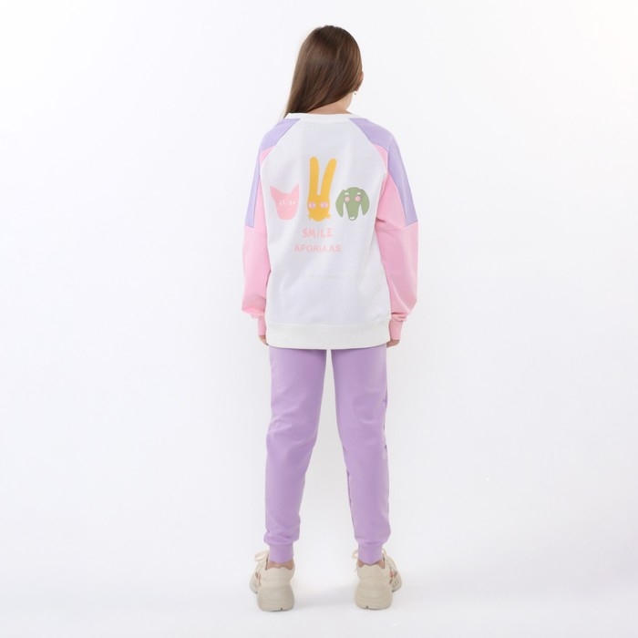 Свитшот для девочки, цвет сиренево-розовый, рост 122-128 см Свитшот для девочки, цвет сиренево-розовый, рост 122-128 см
