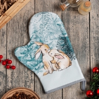 Новый год.Варежка-прихватка "Let it snow" 20х28 см, саржа, 100% х/л, ватин 250 г/м2