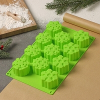 Форма для выпечки новогодняя Доляна «Снежинка», силикон, 30×17,5 см, 11 ячеек, цвет салатовый Форма для выпечки новогодняя Доляна «Снежинка», силикон, 30×17,5 см, 11 ячеек, цвет салатовый