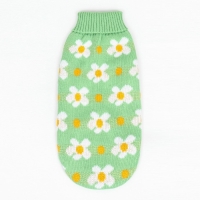 Свитер "Ромашки", размер S (ДС 25, ОШ 24, ОГ 35 см), зелёный