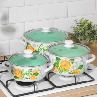 Набор кастрюль &laquo;Лимонный сет&raquo;, 3 предмета: 2 л, 3 л ,4 л, индукция