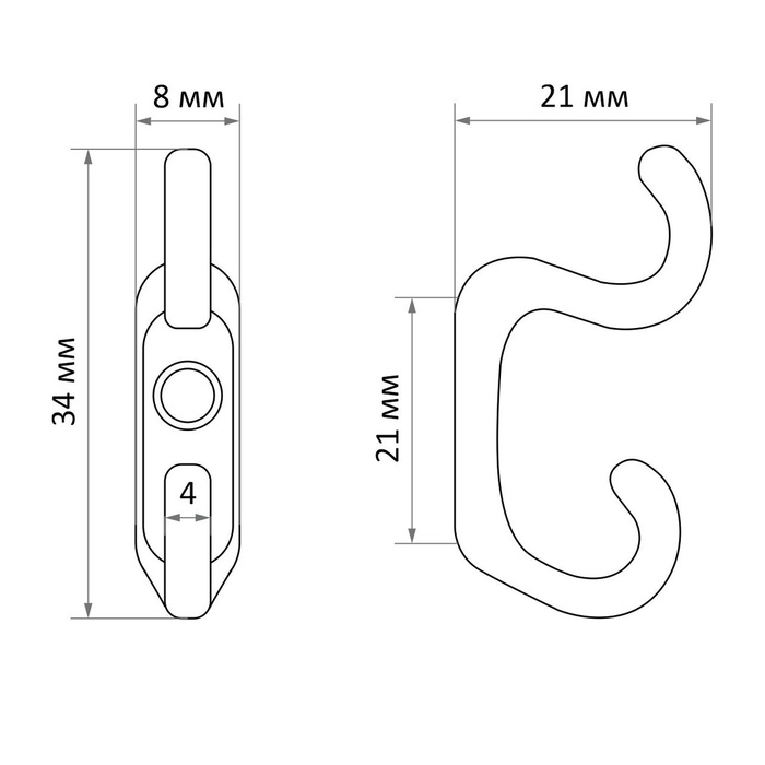 Крючок мебельный ТУНДРА TKD010, двухрожковый, хром, 10 шт Крючок мебельный ТУНДРА TKD010, двухрожковый, хром, 10 шт