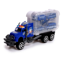 Грузовик инерционный «Полиция», с техникой, МИКС Грузовик инерционный «Полиция», с техникой, МИКС