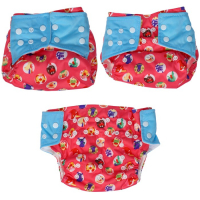 Многоразовый подгузник «Веселые зверята», 3-15 кг, цвет красный, Крошка Я Многоразовый подгузник «Веселые зверята», 3-15 кг, цвет красный, Крошка Я