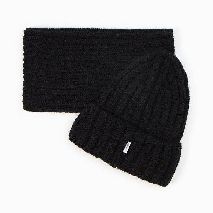 Комплект детский (шапка, снуд), А.5323, цвет черный, размер 54-56