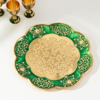 Набор винный кувшин, 6 бокалов и поднос "Турция. Цветы и узоры" зелёный с золотом Набор винный кувшин, 6 бокалов и поднос "Турция. Цветы и узоры" зелёный с золотом