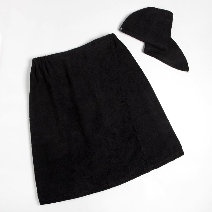 Набор для сауны Экономь и Я:полотенце-парео 68*150см + чалма, цв.черный, 100%хл, 320 г/м2 Набор для сауны Экономь и Я:полотенце-парео 68*150см + чалма, цв.черный, 100%хл, 320 г/м2