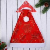 Колпак новогодний "Золотые снежинки" 39х27 см, красный