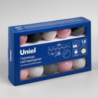 Садовая гирлянда на солнечной батарее &laquo;Клубки&raquo; Uniel, IP44, 1,8 м, теплый белый