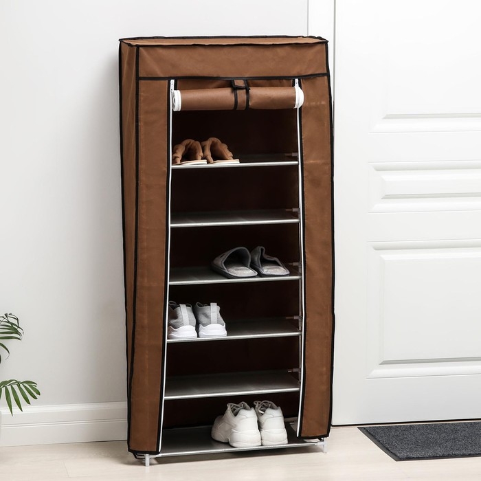 Обувница, 7 ярусов, 60&times;30&times;120 см, цвет кофейный