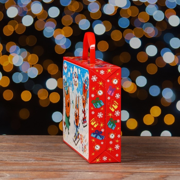 Новый год. Коробка подарочная складная "Три кота" 25 х 5 х 15 см.