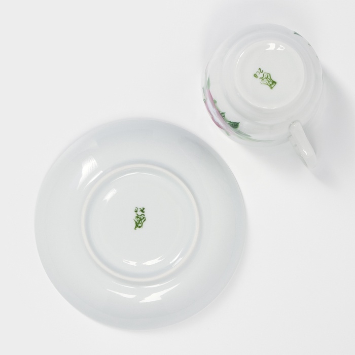 Чайная пара &laquo;Пион&raquo;, 250 мл, блюдце d=15 см, фарфор