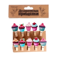 Прищепки декоративные с верёвкой для подвеса &laquo;Кейки&raquo; набор 10 шт.