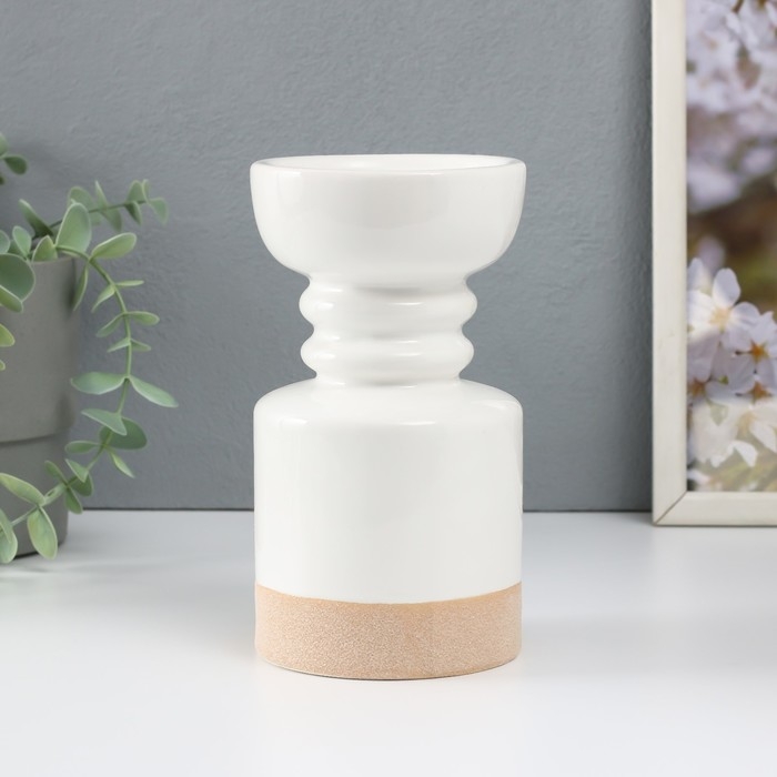 Подсвечник керамика на 1 свечу Подсвечник керамика на 1 свечу "Атлант" песочно-белый 9,5х9,5х17,5 см