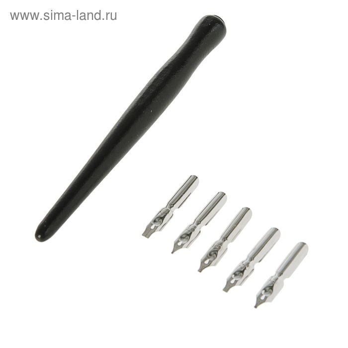 Набор перьев плакатных плоских 5 штук: №: 1(3 мм), 2(2.3 мм), 3(1.5мм), 4(1 мм), 5(0.65 мм) + держатель, ЗХК Набор перьев плакатных плоских 5 штук: №: 1(3 мм), 2(2.3 мм), 3(1.5мм), 4(1 мм), 5(0.65 мм) + держатель, ЗХК "Сонет" DK11605