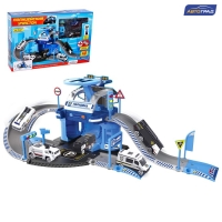 Парковка &laquo;Полицейский участок&raquo;, с металлическими машинкой и вертолётом