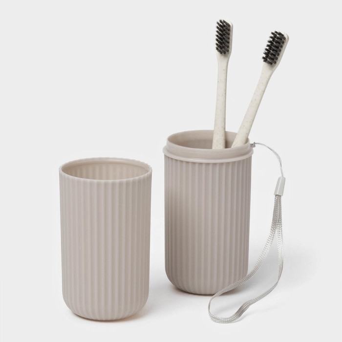 Футляр для зубной щётки и пасты &laquo;Ребрис&raquo;, 19&times;6,7&times;5,8 см, цвет бежевый