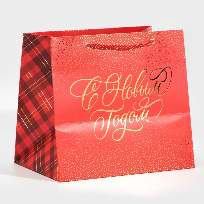 Пакет подарочный новогодний ламинированный &laquo;Клетка&raquo;, 25 х 23 х 18 см, Новый год