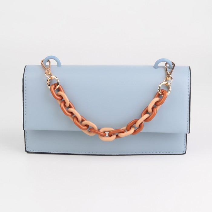 Цепочка для сумки, пластиковая, с карабинами, 24 &times; 18 мм, 30 см, цвет коричневый/бежевый/золотой